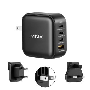 MINIX 100W GaN Turbo Wall Charger | 4-Port USB Fast Charger with Global Plug Adapters