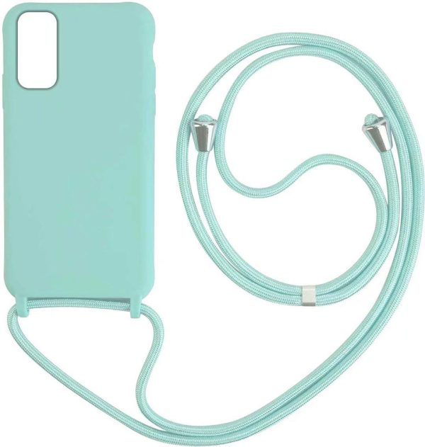 1stfeel Compatible with Samsung Galaxy A41 Case Shockproof-Ultra Light Soft Silicone Case Cover with Neck Cord Lanyard Strap