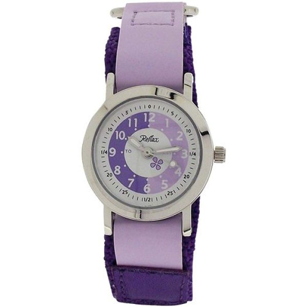 Girls Lilac/Purple Time Tutor/Teacher Velcro Watch (34c)