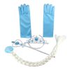 GenialES 4 Pcs Princess Dress Up Costume Accessories Gloves Braid Headband Blue Magic Wand For Birthday Halloween Carnival Party Cosplay Girls
