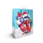 Luxury Large Christmas Fluffy Penguin Gift Bags - Pack of 12 for Gift Wrapping with Gift Tags