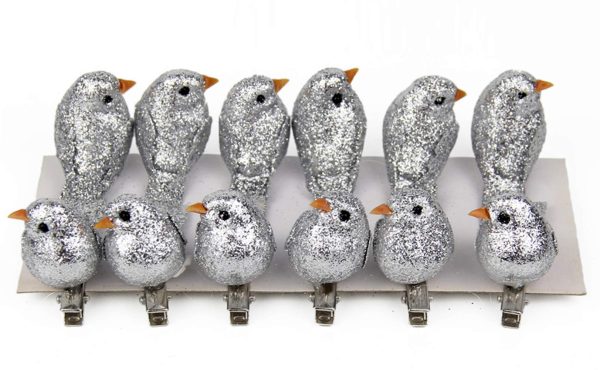 LikenLee 12Pcs Artificial Birds on Clips Foam Birds