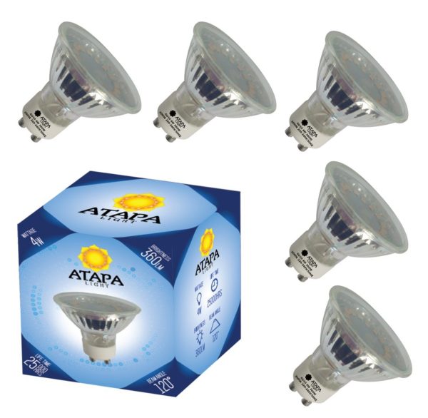 ATAPA GREAT PERFORMANCE 5 x GU10 4 Watt HALOGEN BULBS
