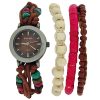 Kahuna Ladies Brown String Bead Bracelet Watch