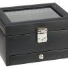 Dulwich Designs Black Leather 6 Piece Watch Box
