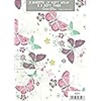 2 Sheets of Girls Pink and Purple Gift Wrap & 2 Gift Tags - With Butterflies & Flowers