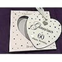 60th Birthday Heart Plaque reads 'Glamorous at 60 Happy Birthday'