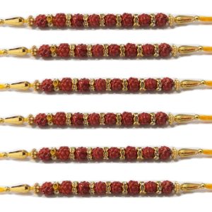 Pack of 4 NYGT Rudraksha Design with Multicolor Beads Thread Handmade Rakhi for Brother,Bhaiya,Bhai
